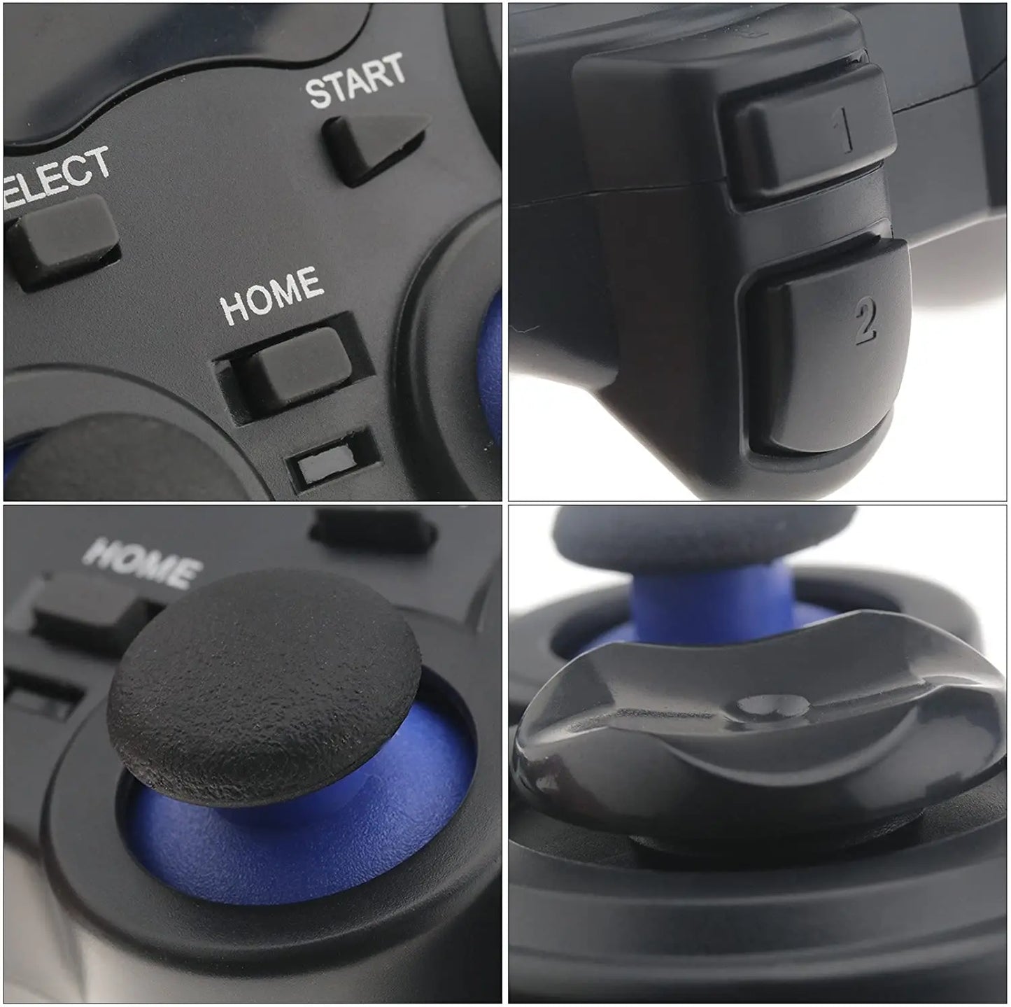 2.4GHz wireless game controller connection and button detail