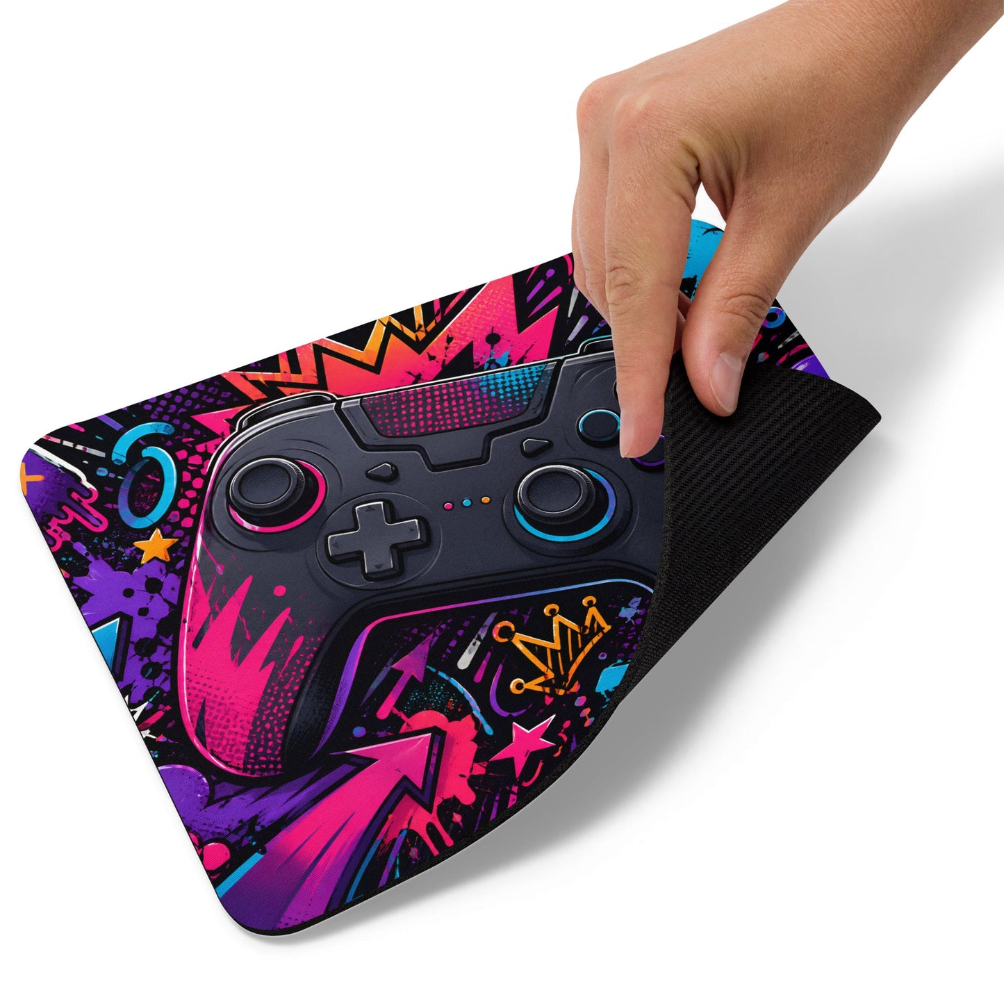 Neon Controller Mouse Pad flexible rubber base product mockup