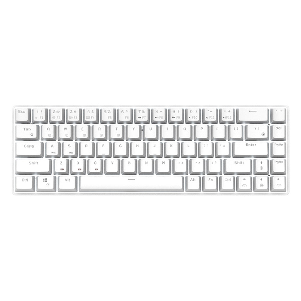 White 68-key Bluetooth mechanical keyboard angled view
