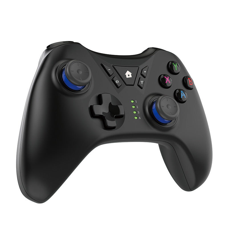 Black wireless Bluetooth game controller front view on a white background
