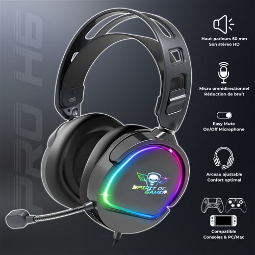 Spirit of Gamer Pro-H6 Wired Gaming Headset - Multi-Platform, Black
