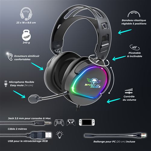 Spirit of Gamer Pro-H6 Wired Gaming Headset - Multi-Platform, Black