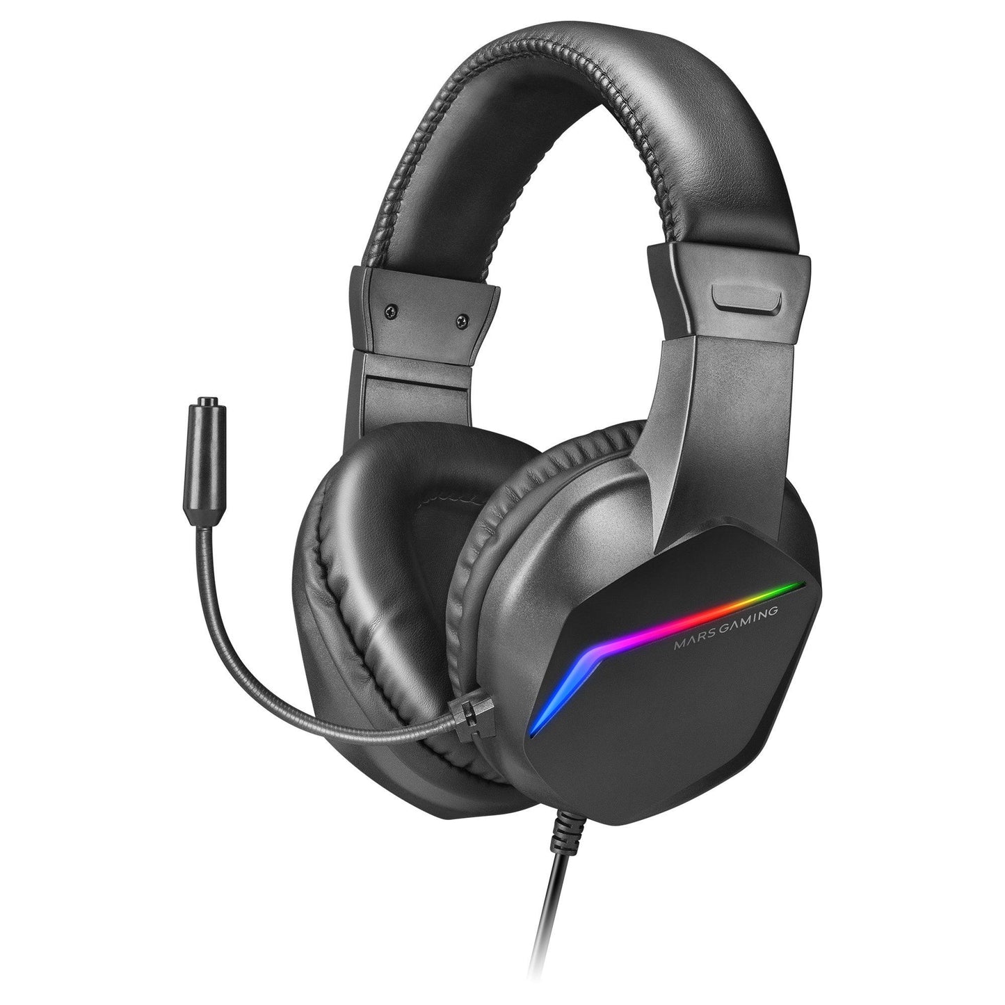 Mars Gaming MH122 Over-Ear Gaming Headset - FRGB Rainbow Lighting, Black