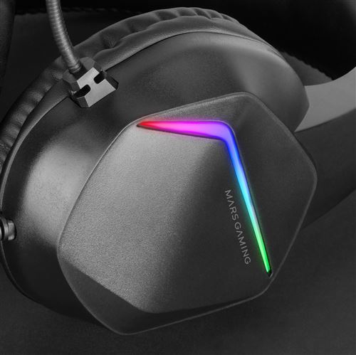 Mars Gaming MH122 Over-Ear Gaming Headset - FRGB Rainbow Lighting, Black