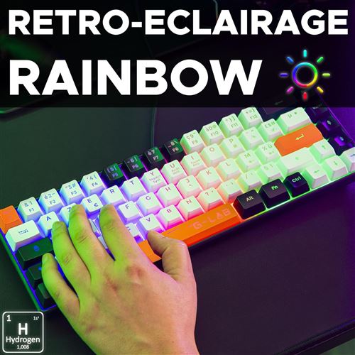 The G-Lab Keyz Hydrogen Wired Gaming Keyboard, Black/White/Orange