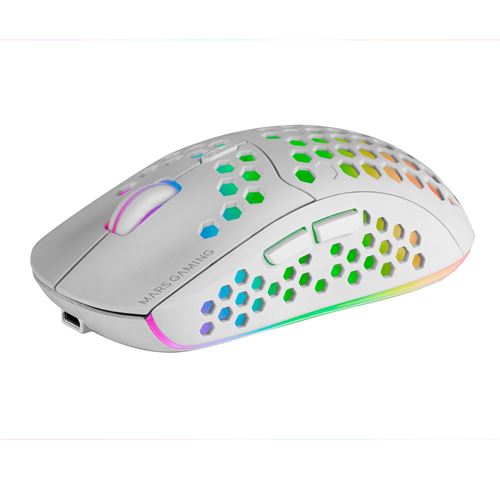 Mars Gaming MMW3 Wireless Optical Mouse - 2.4 GHz, Right-Handed, White