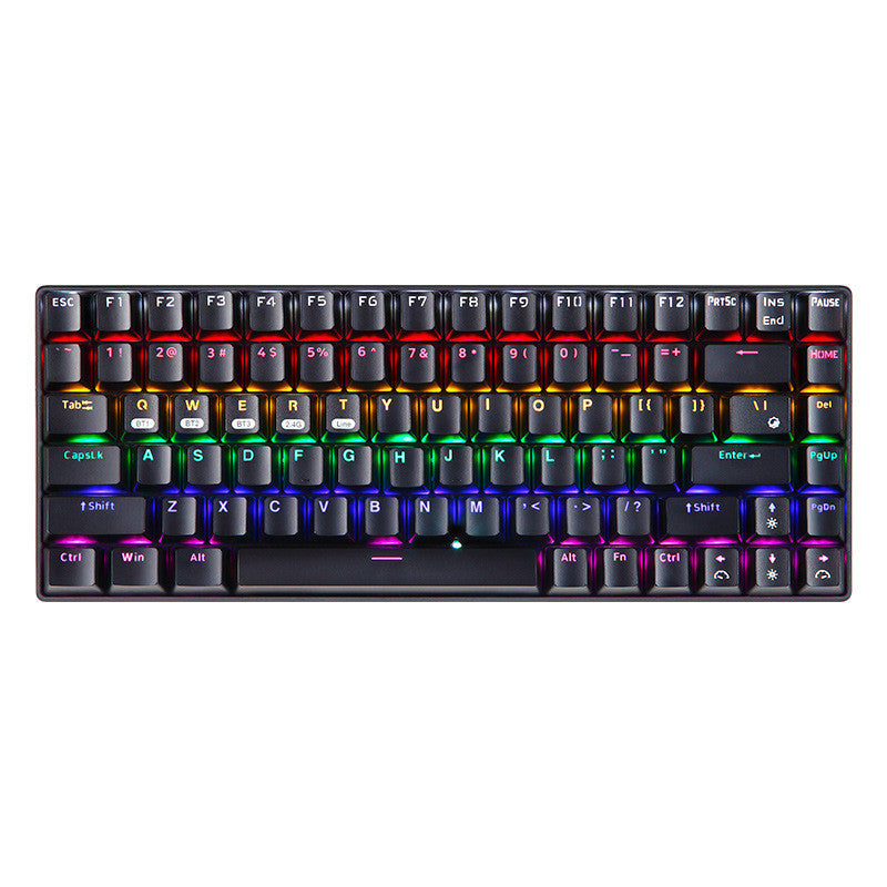 Black 84-key Bluetooth mechanical keyboard with RGB backlight