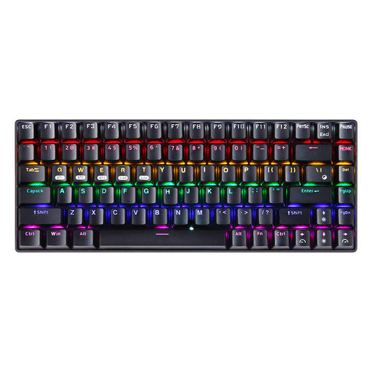Black 84-key Bluetooth mechanical keyboard with RGB backlight