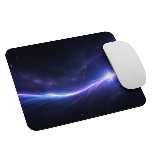 Celestial Flow Mouse Pad with white mouse on a clean product mockup