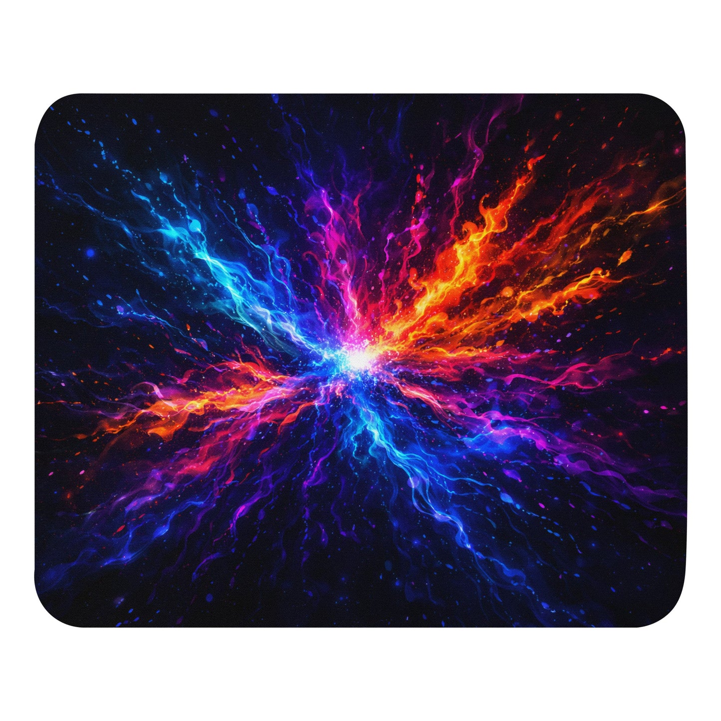 Chromatic Pulse Mouse Pad with colorful neon pulse artwork