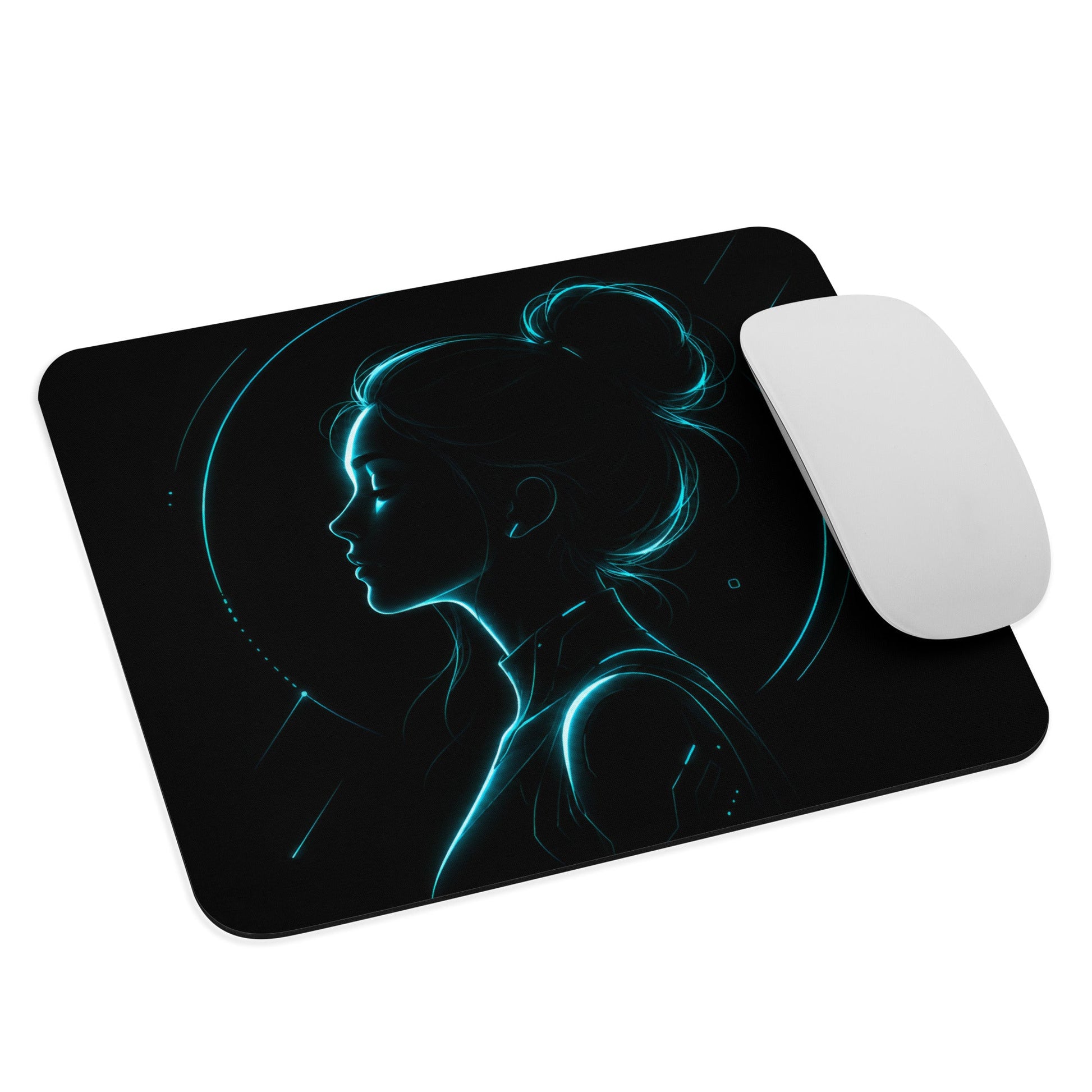 Cyan Aura Mouse Pad with white mouse on a clean product mockup